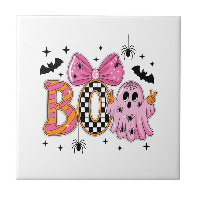 Preppy Spooky Halloween Boo Tile (Front)