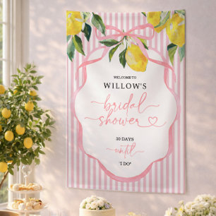 Preppy Stripe Citrus Bridal Shower Decor Banner