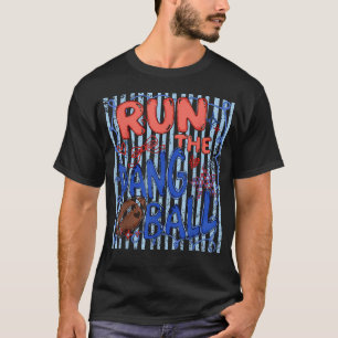 Preppy Striped Run The Dang Ball Coquette T-Shirt