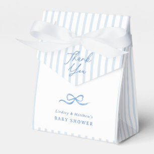 Preppy Stripes Blue Bow Baby Shower Favour Box