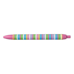 Preppy Stripes Bright Colours Hip Fun Pink Modern Black Ink Pen