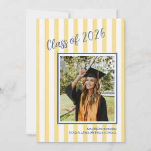Preppy stripes girl graduation announcement card