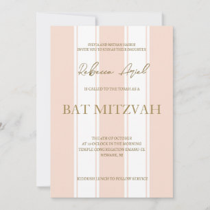 Preppy stripes girly Bat Mitzvah Invitation