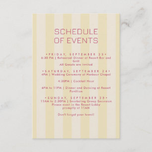 Preppy Stripes Lemon Yellow SCHEDULE OF EVENTS Enclosure Card