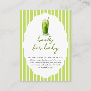 Preppy Stripes Matcha Baby Shower Books For Baby Enclosure Card