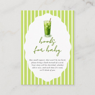 Preppy Stripes Matcha Baby Shower Books For Baby Enclosure Card