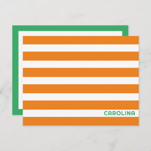 Preppy Stripes Orange & Bright Green Cute Girly Card