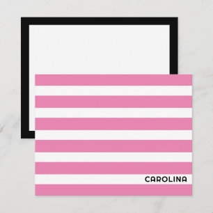 Preppy Stripes Pink & Black Cute Girly Card