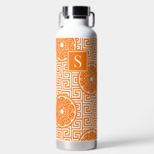 Preppy Summer Citrus Orange on Orange Greek Key 