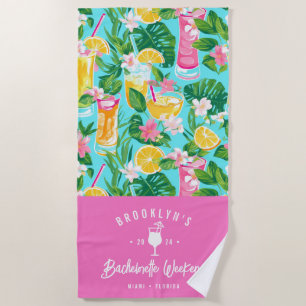 Preppy Summer Cocktail Bachelorette Weekend Beach Towel