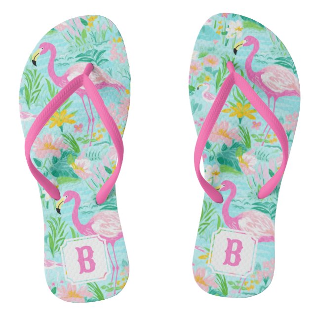 Preppy Summer Flamingo | Monogram Jandals (Footbed)