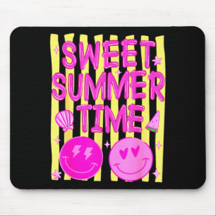 Preppy sweet summer time face emoticon meme womens mouse pad