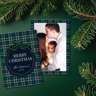 Preppy Tartan Plaid Christmas Photo Holiday Card