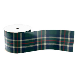 Preppy Tartan Plaid Green Navy Christmas  Grosgrain Ribbon