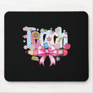 Preppy Teach Teacher Pink Floral Coquette Pencil B Mouse Pad