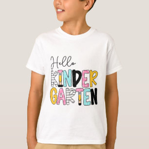 Preppy Teacher Pencil Notebook Hello Kindergarten T-Shirt