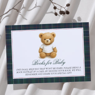 Preppy Teddy Bear Baby Shower Books for Baby Enclosure Card