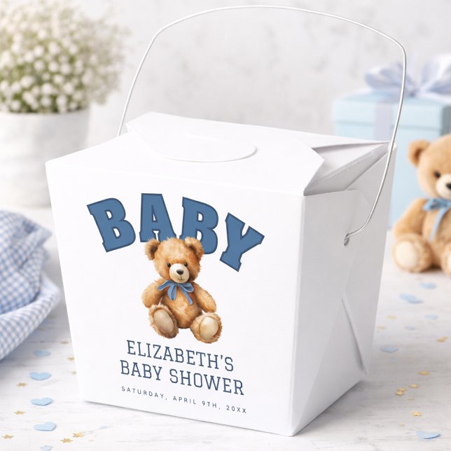 Preppy Teddy Bear Baby Shower Favour Boxes (Preppy Teddy Bear Baby Shower Favor Boxes)