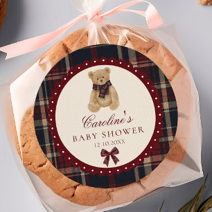 Preppy Teddy Bear Baby Shower Sticker