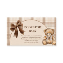 Preppy Teddy Bear Beige Plaid Books for Baby Card