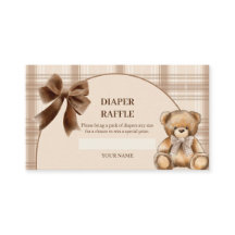 Preppy Teddy Bear Beige Plaid Diaper Raffle Enclos