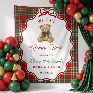 Preppy Teddy Bear Christmas Baby Shower Tapestry