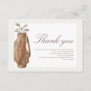 Preppy Teddy Bear Golf Baby Shower New to the Club Enclosure Card