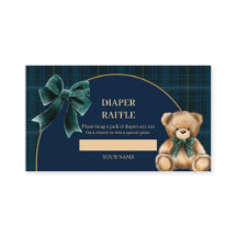 Preppy Teddy Bear Green Plaid Diaper Raffle