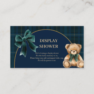 Preppy Teddy Bear Green Plaid Display Shower Enclosure Card
