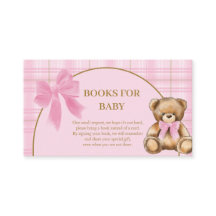 Preppy Teddy Bear Pink Plaid Books for Baby Card