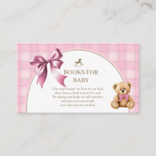 Preppy Teddy Bear Pink Plaid Books for Baby Insert