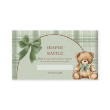 Preppy Teddy Bear Sage Plaid Diaper Raffle