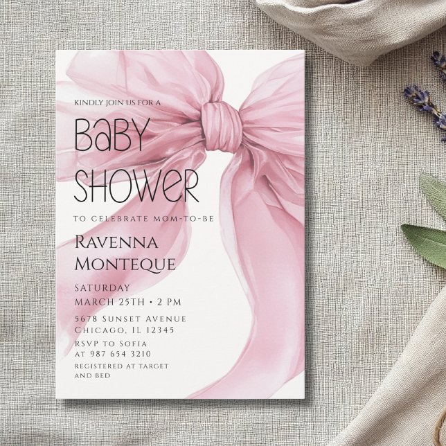 Preppy Template Blush Bow Coquette Baby Shower (Creator Uploaded)
