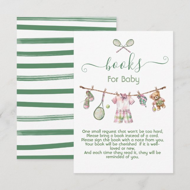Preppy Tennis Boy clothesline books for baby Invitation (Front/Back)
