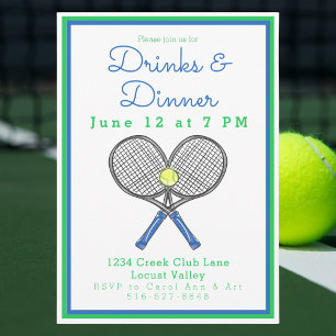 Preppy Tennis Drinks & Dinner Party / Racquets Invitation