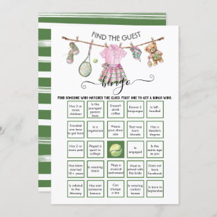 Preppy Tennis Find the Guest BINGO Invitation