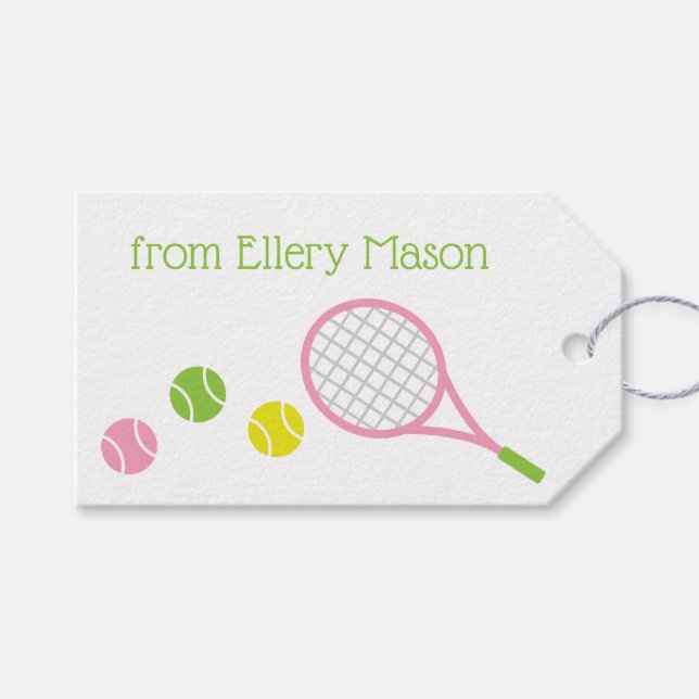 Preppy Tennis Personalised Gift Tags (Front (Horizontal))