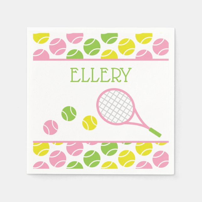 Preppy Tennis Personalised Party Napkins (Front)