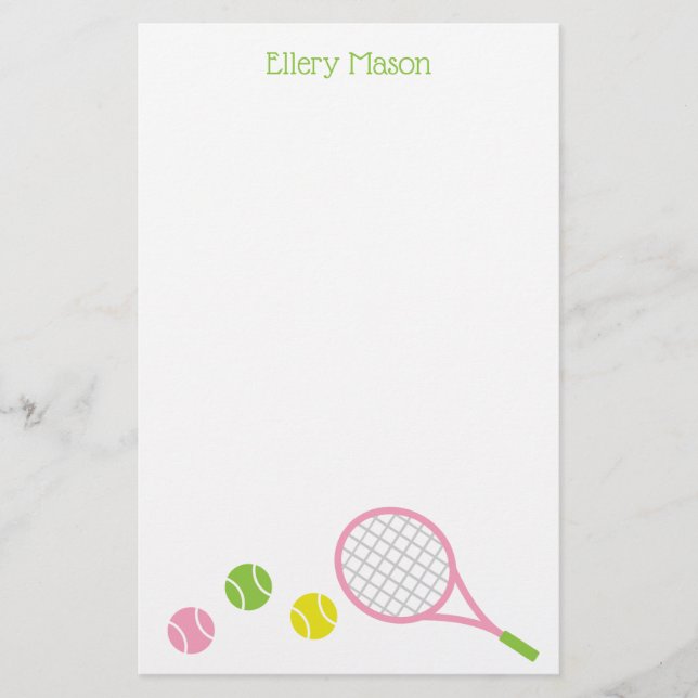 Preppy Tennis Personalised Stationery (Front)