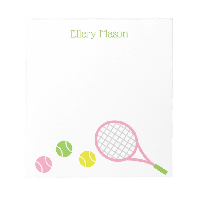 Preppy Tennis Personalized Notepad (Front)