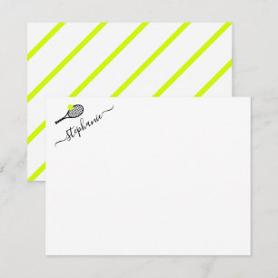 Preppy Tennis Stripe Personalised Note Card