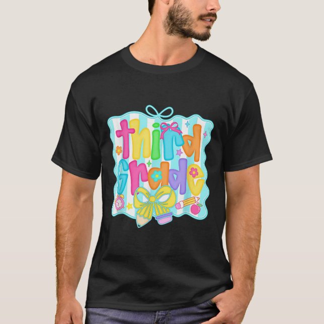 Preppy Third 3rd Grade Teacher Team Bow Back To Sc T-Shirt (Front)