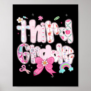 Preppy Third Grade Back To School 3rd Grade Girl B Poster