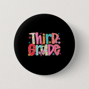 Preppy Third Grade Back To School 3rd Grade Teache 6 Cm Round Badge