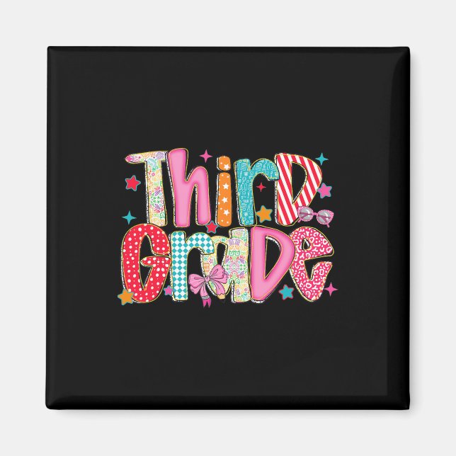 Preppy Third Grade Back To School 3rd Grade Teache Magnet (Front)