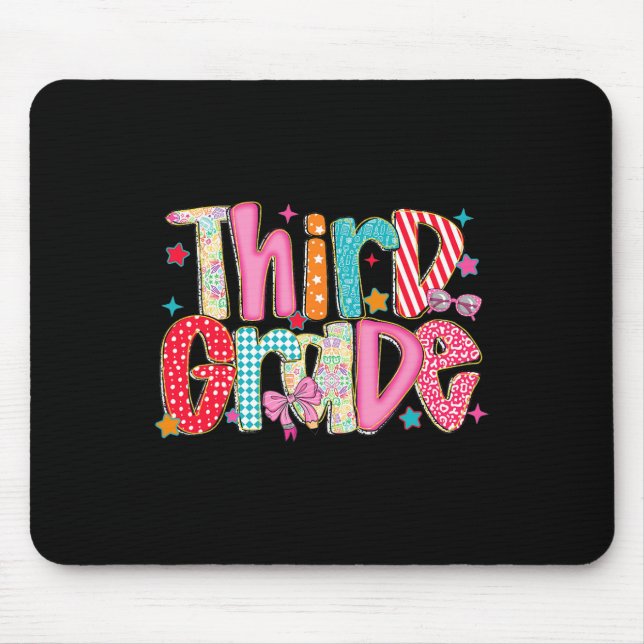 Preppy Third Grade Back To School 3rd Grade Teache Mouse Pad (Front)