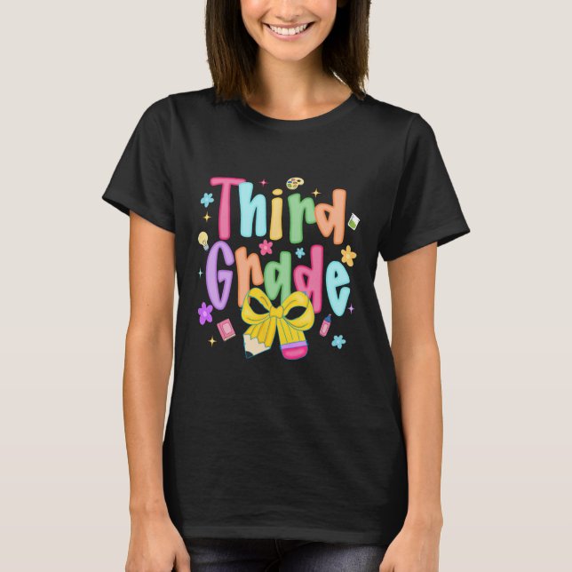 Preppy Third Grade Back To School 3rd Grade Teache T-Shirt (Front)