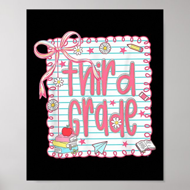 Preppy Third Grade Back To School Coquette 3rd Gra Poster (Front)