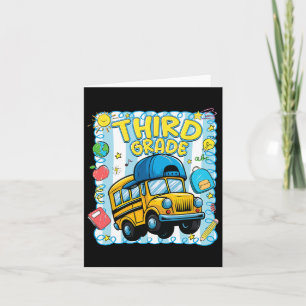 Preppy Third Grade Back To School Funny School Bus Card