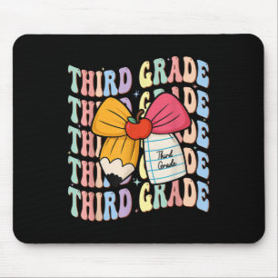 Preppy Third Grade Pencil Coquette Bow Back To Sch Mouse Pad